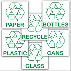 Recycling Adhesive Stickers Value Pack-Recycle Logo Signs-Paper,Glass,Bottles,Cans,Plastic,Recycle Designs Environment Labels 